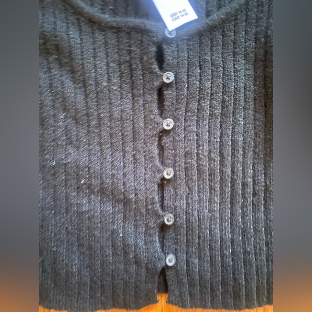 American eagle Black Ribbed Button-Up Sweater - Picture 4 of 6